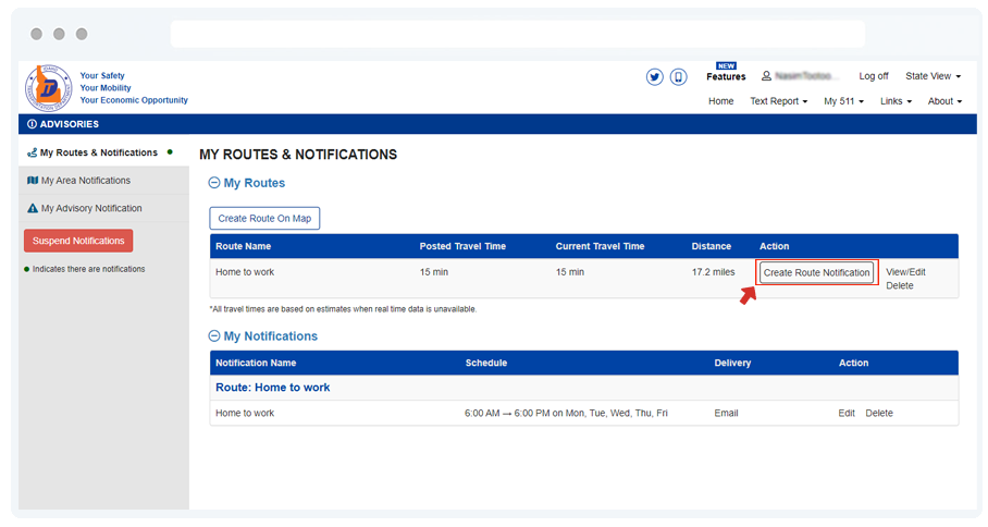 Creating a Notification for your Route
