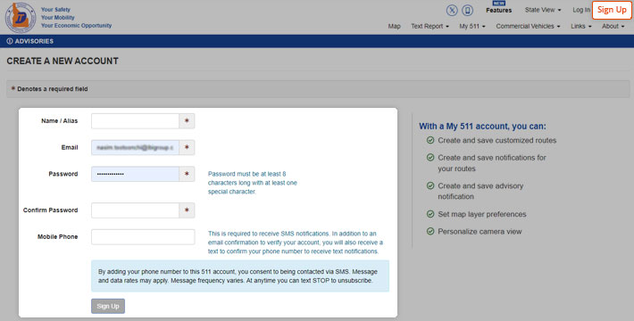Sign up with Idaho 511