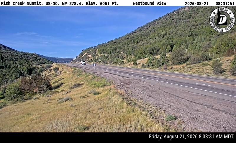 Fish Creek Summit Webcam on US-30 Near Lava Hot Springs, Idaho - westbound