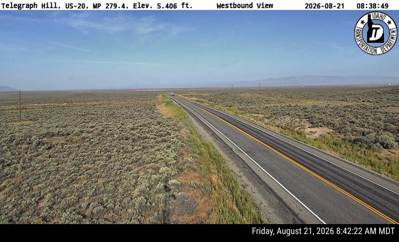 US-20 Telegraph Hill Webcam Near Atomic City, Idaho - westbound